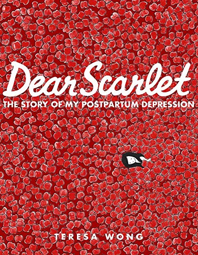 Book cover: "Dear Scarlet" with a red poppy field and a dark bird.