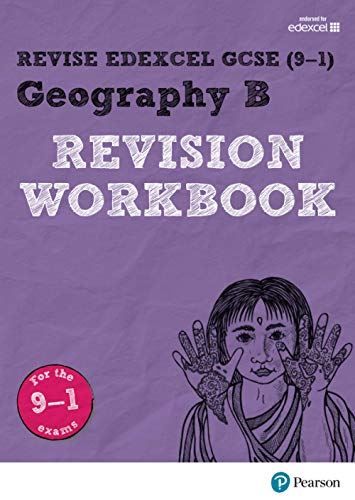 GCSE Geography B revision workbook cover with illustrated hands and text.