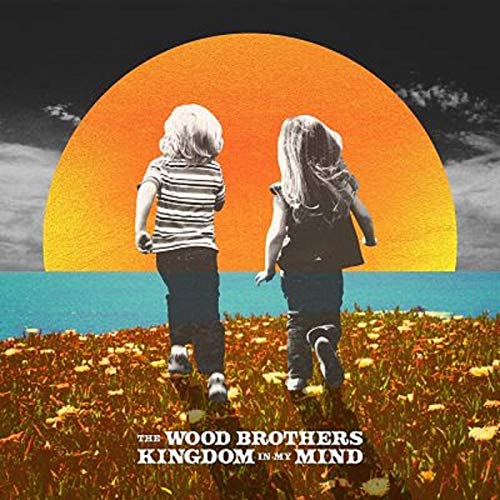 Album cover with two children walking toward a sunset in a flower field.