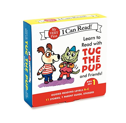 Box set of early reader books featuring a dog and cat.