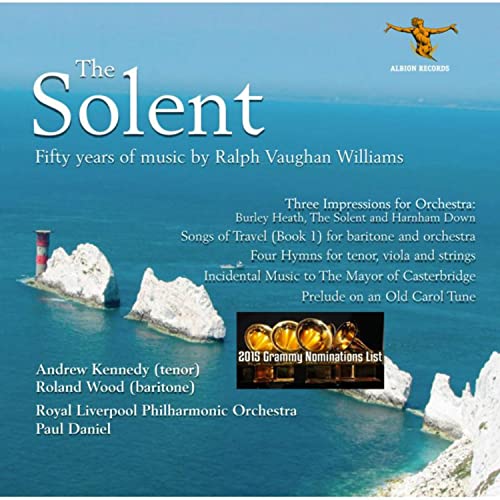 CD cover for "The Solent" featuring coastal cliffs and musical notation.