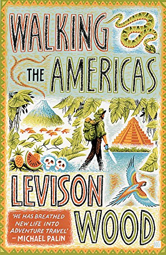 Book cover depicting a hiker amidst jungle, pyramids, and wildlife.