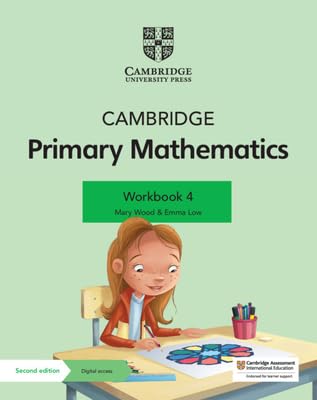 Cambridge Primary Mathematics Workbook 4 cover with a girl doing homework.