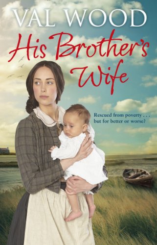 Book cover: woman in period clothing holding a baby, landscape background.