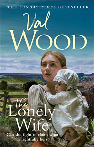 Book cover: woman holding a baby, rural landscape background.