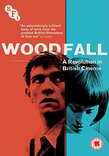 “Woodfall” DVD cover featuring a man’s face split between red and blue backgrounds.