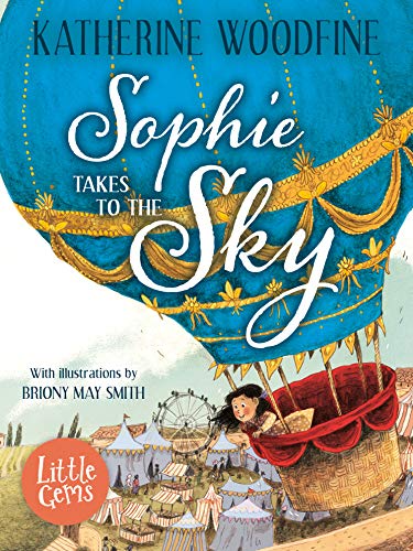 Book cover showing a girl in a hot air balloon over a fairground.