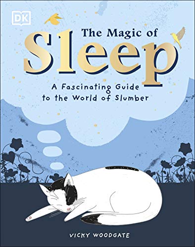 Book cover: “The Magic of Sleep” with a sleeping cat illustration.