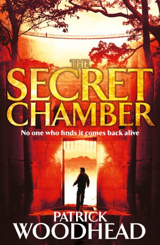 Book cover: a silhouetted figure enters a bright, ominous doorway in woods.