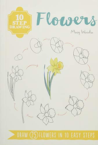 Book cover showing a 10-step drawing tutorial for a daffodil with colored central illustration.