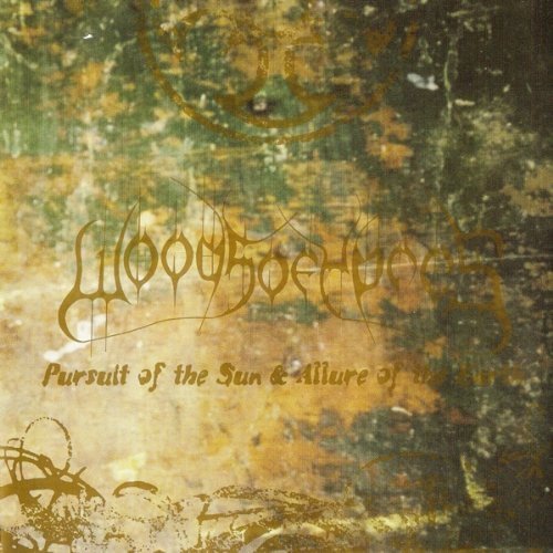 Woods of Ypres album cover with gold text over a textured, mottled brown background.
