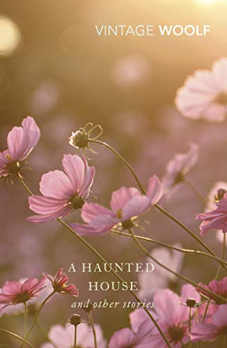 Book cover with pink cosmos flowers and title “A Haunted House.”