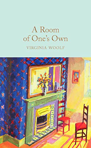 Book cover for A Room of One's Own by Virginia Woolf with colorful interior illustration.