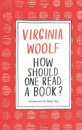 Book cover: "How Should One Read a Book?" by Virginia Woolf, red background.