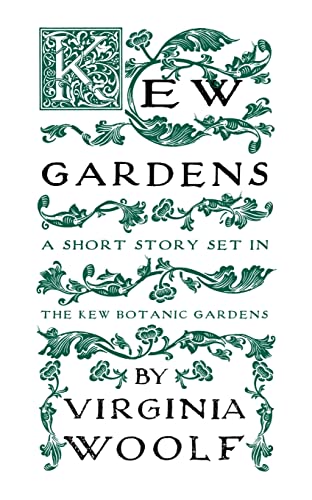 Book cover of Kew Gardens by Virginia Woolf with green decorative botanical illustrations.