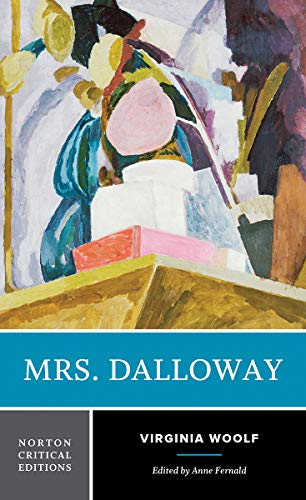 Book cover of “Mrs. Dalloway” by Virginia Woolf with abstract floral art.