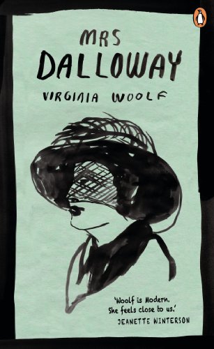 Book cover for Mrs Dalloway by Virginia Woolf featuring a black ink sketch illustration.