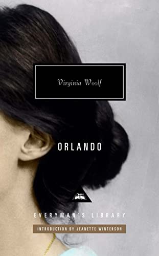 Book cover of Orlando by Virginia Woolf featuring a profile of dark hair.