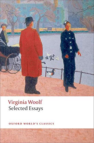 Book cover for Virginia Woolf's Selected Essays featuring an impressionist painting of people in park.