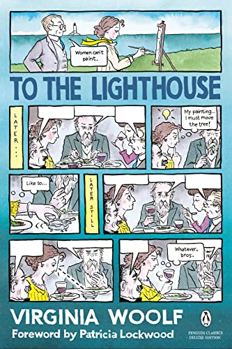 Book cover for “To the Lighthouse” with illustrated panels and text.