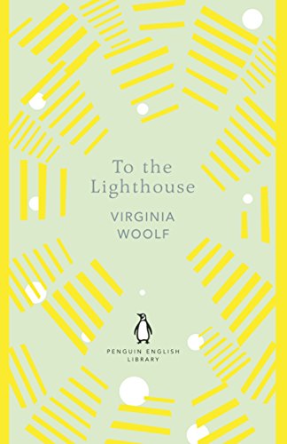Book cover of "To the Lighthouse" with pale green background and yellow lines.