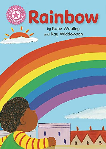 Book cover depicting a colorful rainbow over a town and a child.