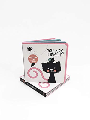 A board book with a black cat illustration and the text You Are Lovely.