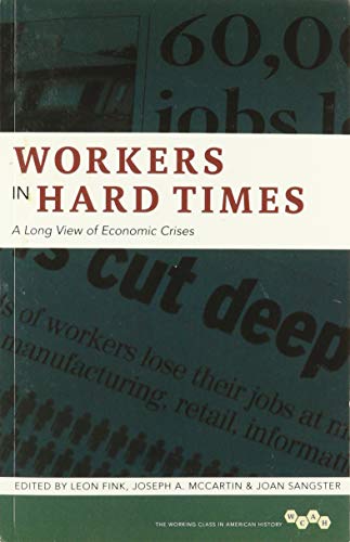 Book cover: "Workers in Hard Times," showing text and blurred images.