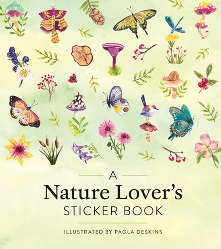 Colorful sticker book cover featuring illustrated butterflies, flowers, and birds.