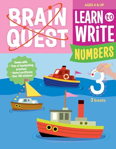Brain Quest workbook cover with boats and a large number three.