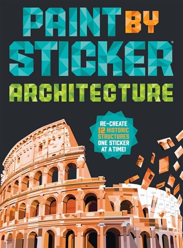 Paperback book with colorful sticker designs of famous architectural landmarks.