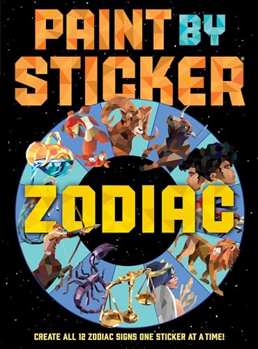 Book cover featuring low-poly illustrations of twelve zodiac signs arranged in a circular wheel.