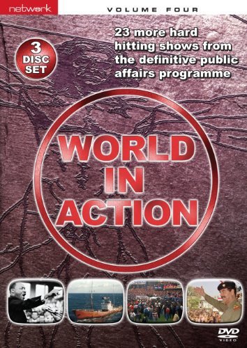 DVD cover with red "World in Action" text on maroon background, featuring three inset images.
