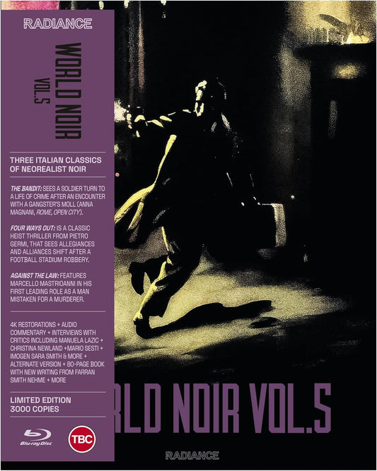 Blu-ray cover for “World Noir Vol 5” featuring a shadowy man with a gun.