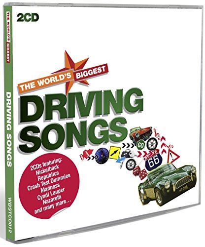 Double CD case for “The World’s Biggest Driving Songs” with car graphics.
