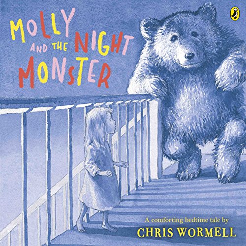 Book cover: girl facing a large, fluffy bear in a bedroom.
