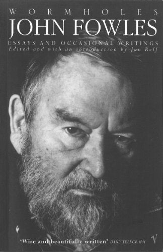 Book cover: "Wormholes" by John Fowles, featuring a portrait of the author.