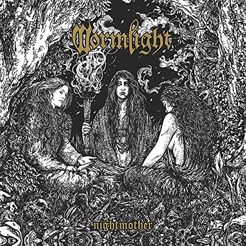 Black and white album cover with figures and swirling, dark imagery.