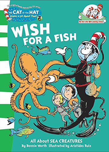 Book cover: Cat in the Hat with children and sea creatures.