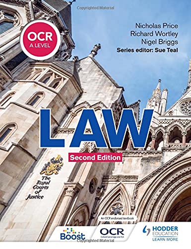 Book cover for OCR A Level Law Second Edition featuring the Royal Courts of Justice.