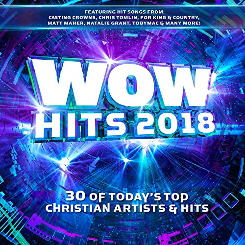 CD cover for “Wow Hits 2018” with bright blue and purple lighting.