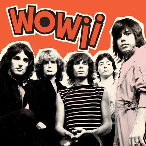 AlbumCutsout album cover with five men and the word WOWII on red background.