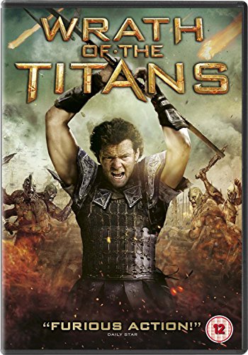 Man wielding sword on DVD cover with battle scene and flames in background.