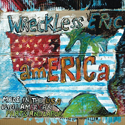 Painted album cover for Wreckless Eric’s “amERICa” with US imagery.
