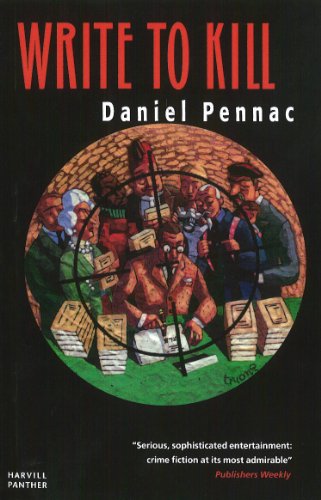 Book cover: "Write to Kill" featuring cartoon figures within a crosshair.