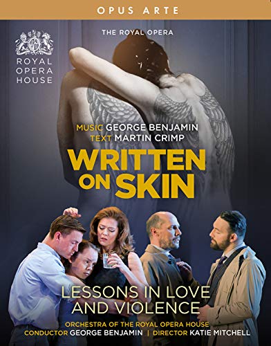 Blu-ray cover for opera "Written on Skin/lessons" featuring performers.