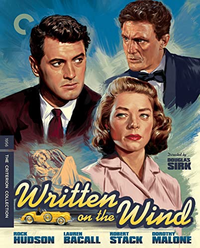 Written on the Wind" Blu-ray cover featuring three actors and a yellow car.