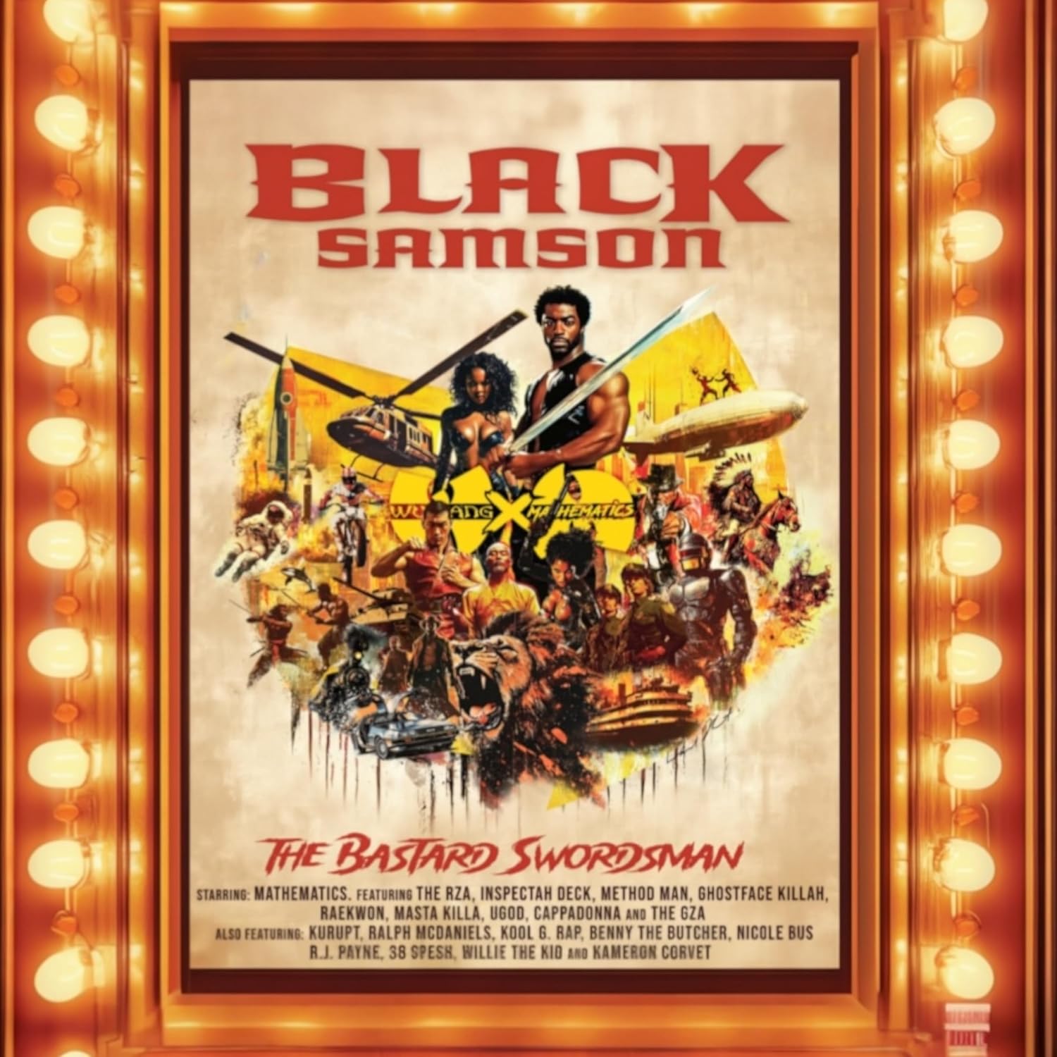 Vinyl cover art featuring Black Samson and Wu-Tang Clan imagery framed by light bulbs.