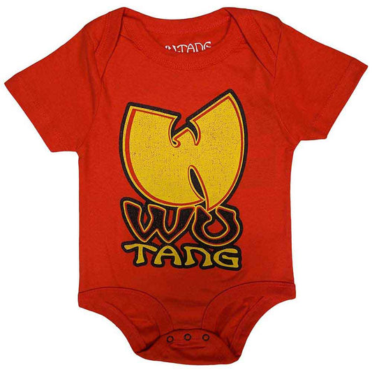 Baby grow with Wu-Tang Clan logo, likely yellow and black, size 12 months.