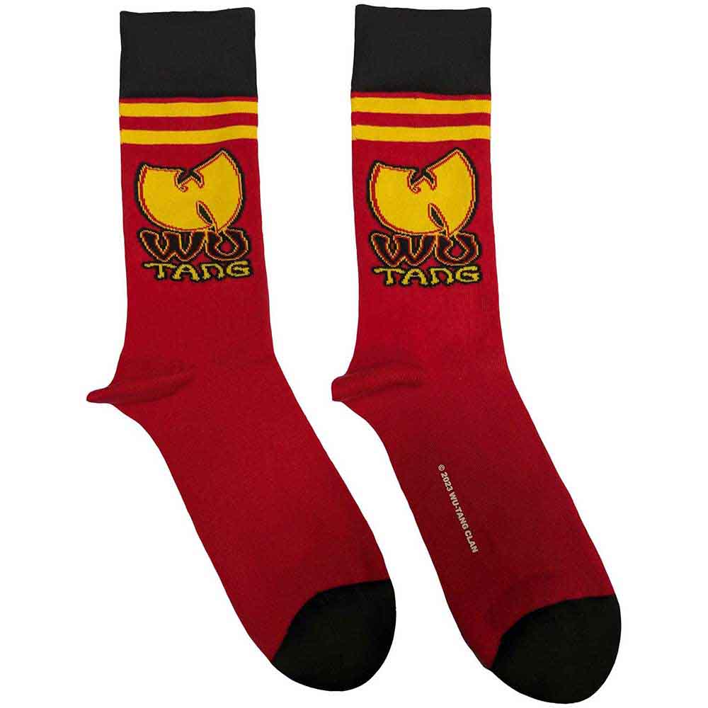 Black ankle socks featuring the yellow Wu-Tang Clan logo and striped detailing.